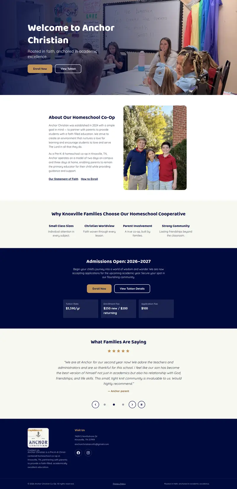 Anchor Christian website on a desktop