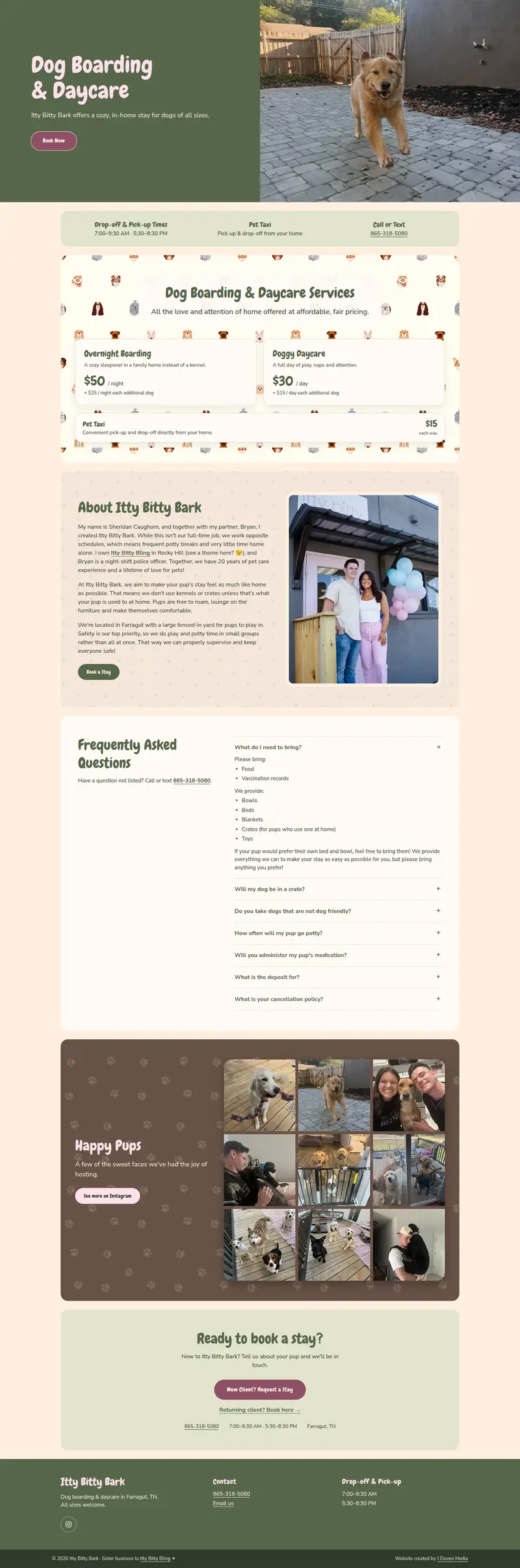 Itty Bitty Bark website on a desktop