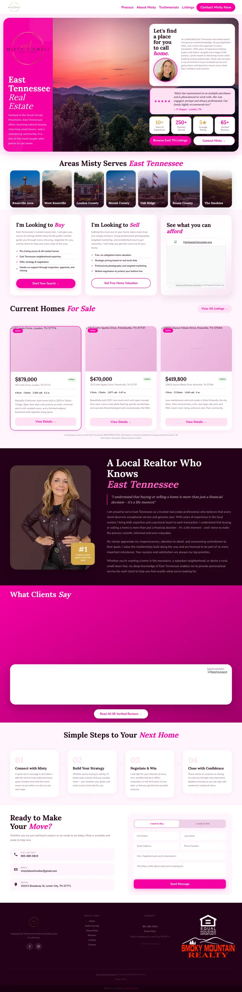 Misty Tidwell website on a desktop