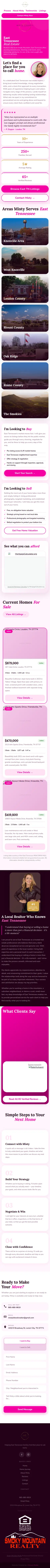 Misty Tidwell website on a phone